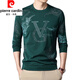Pier Cardin Hielo para hombres Seda fría Folía transpirable Camiseta de manga larga primavera y otoño delgada sudadera redonda de cuello redondo Camisa de camiseta de mediana edad y jóvenes azules azul 6627 170/l