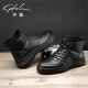 Shachi Shoes para hombres Botas de cuero para hombres de invierno zapatos de algodón informales Integrados más Velvet Martin Boots High Top Boots Black 412487062z 37