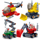 Bangbao Big Partchle Builds Builds, destornillador, excavador de vehículos de ingeniería versátil, grúa de aeronaves, juguetes de ensamblaje infantil, bulldozer 9711/helicóptero 9721