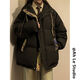 AEMAPE RETRO WINTER COTTY COUNTY para hombres y mujeres Bear Jacquard Chaqueta con capucha con capucha Chaqueta de niño engrosada de moda M6636 M6636 Negro (chaqueta de algodón de tres barras) M [Recomendado: 90-110Jin [Jin iguala aproximadamente 0.5 kg]]