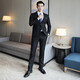 Xichen large size suit suit for men loose slimming formal suit jacket groom groomsman wedding dress two-piece black two-piece set 3XL (recommended 150-165)