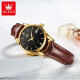 
OLEVS Swiss certified brand watch women's mechanical watch fully automatic simple temperament women's watch fashion lover gift OLEVS 6629-brown leather full gold black face women