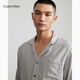 Calvin Klein内衣秋冬男士时尚休闲格纹纽扣翻领舒适家居长袖睡衣NM1428O P7A-鸽子灰 M