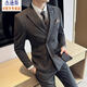Jason's high-end woolen suit jacket men's autumn and winter business formal double-breasted casual suit suit Korean version slim black (suit + vest + pants) 3XL (150-165Jin Jin equals 0.5kg)
