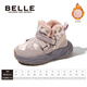Belle Children's Shoes Children's Snow Boots Plus Velvet Thickened Boys' Short Boots Winter New Girls' Outdoor Large Cotton Boots Taro Purple 32 Foot Length 19.2-19.7cm