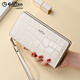 Goldlion Women's Wallet 2025 Summer New Crocodile Pattern Genuine Leather Clutch Multifunctional Large Capacity Fashion Fashion Women's Bag White
