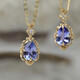 Nianfu 18k gold natural water drop tanzanite pendant diamond inlaid necklace retro design commuter + Chopin chain pendant