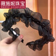WEISHINI temperament mesh pleated crystal headband high-ceiling girl press hair to show face small hairpin face-washing girl new hair accessories 1# organza crystal headband-black A12-302