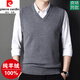 Pierre Cardin wool vest men's winter new middle-aged warm solid color V-neck knitted wool sweater vest sleeveless waistcoat sweater PRKD-2108 black pilling bag return XL 175 recommended 135-155Jin Jin equals 0.5 kg