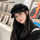 Charm Kendo beret autumn and winter versatile octagonal hat windproof big head circumference newsboy hat cold-proof warm casual men and women same style coffee color