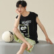 Modal 100% cotton vest pajamas men pure cotton summer sleeveless cool thin home clothes summer can be worn out suit (cotton) AM719 men L