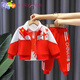 Disney (Disney) children's spring sportswear three-piece set 2025 new male and female baby national fashion spring and autumn fashion Chinese style suit red red flag suit jacket + pants 130 suitable for height 115-125 cm