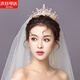 Liuwan Crown Tiara 2024 Nuevo vestido de novia Accesorios de gasa blanca Atmósfera europea y americana Corona barroca Accesorios para el cabello nupcial Corona de plata para mujer + Collar Clip para la oreja + Velo