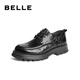 Belle Chinese Valentinstagsschuhe Pendelgeschäft Lederschuhe faltiges Kuhläden bequeme dicke Sohle formelle Schuhe A1422AM4 Schwarz-Single 43 (265 mm)