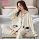 Modal pajamas for women in autumn and winter pure cotton waffle long sleeve trousers wearing Korean cute cartoon women's home clothing suit MJ9854 women M