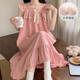 
Slim and beautiful summer princess style cotton suspender nightgown for women in summer thin pajamas with chest pad girl mid-length dress 9905 black M