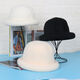 Mu Mingerlai Dome Chapeau, chapeau rond roulé polyvalent, style coréen, pilules d'automne et d'hiver, petit chapeau haut de gamme, cheveux de lapin de couleur solide pour femmes Imitation mélangée Hair Confinement Clat, beige, circonférence de la tête appropriée (56-58 cm)
