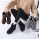 Snow boots for women in winter flat sole mid-tube women's boots plus velvet thickened bread shoes versatile warm cotton boots for women black 37