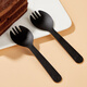 Youao disposable spoons 100 pieces individually packed fruit dessert spoon takeaway fast food spoon frosted black spoon fork