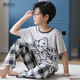 MANNIDO MEN MEN'S BIG KINDER KINDER FRINGE UND AUTUMN PURE COTTOME Kurzärärmelhosen Pyjamas Set Dünn Cartoon Teenager Hauskleidung kann außerhalb N9901 getragen werden