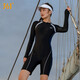 361 swimsuits for women covering their belly and making them look slim and one-piece five-point conservative flat-angle one-piece new hot spring swimsuit swimsuits, black and gray (swimming suit + swimming cap) L (recommended weight 49kg-54kg)