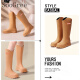 Soogree Regenstiefel für Frauen Erwachsene hohe Röhrchen Regenstiefel modische wasserdichte, rutschfeste Kleidung-resistente Gummischuhe dicker Sohle langer Röhrchen Wasserschuhe Ritterregen Regenstiefel
