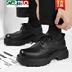 CARTELO crocodile leather shoes men's heightening thick sole black leather derby shoes trendy business formal casual soft sole big head men's shoes BG1901 black 38 standard leather shoe size