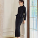 ROEYSHOUSE LOOKY Temperament Black Knitted Suit Women's Autumn New Fashion Top Skirt Two-piece Set 10975 Black S