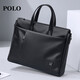 POLO briefcase soft leather men's business handbag 16-inch computer bag horizontal shoulder file bag birthday gift