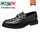 CARTELO leather shoes men's new one-foot-pin bean shoes men's Korean style versatile British style crocodile pattern wear-resistant loafers black 9916 four-season model 39 standard leather shoe size