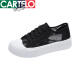 卡帝乐鳄鱼（CARTELO）2025年夏季新品网面网鞋夏款小白女鞋帆布鞋薄款百搭春秋透气板鞋 9902黑色 35