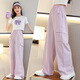 Nickybaby Summer Girls Wide Legs Kinderhose Eisseide Arbeitshose 2025 Neue Mückenschutzhose Mädchen Sommerhosen 9889 Weiß + 15009 Lila [Set] 130