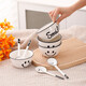 Super popular 4.75-inch rice bowl, large-capacity food supplement bowl, ceramic bowl, smiley face bowl, 2 bowls, 2 scoops