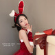 Pei Nanwei Atmosphere Red Rabbit Ears Headband Plush Rabbit Ears Headband Cute Bunny Girl Internet Celebrity Hair Accessory Female Cos Red and White Plush Rabbit Headband 1 pc
