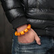 Tiansi Natural Baltic Sea Old Beeswax Bracelet Men's Unoptimized Raw Stone Amber Bracelet Chicken Oil Yellow No Baked Color Collection of Old Beeswax (Men's Bucket Beads Nine Beads)