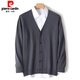 
Pierre cardin new cashmere knitted cardigan men's V-neck solid color youth sweater loose large size cardigan jacket dark gray S