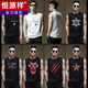 Hengyuanxiang Marke High-End-Männerweste trendy Marke Sport Fitness Weste Lose Youth Cotton Kofferhülse Sommer Hürde im Hong Kong Style Hürde Ärmelne Weste BX1047-Black 180/XL