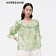 Das gleiche Verschüttungs-gedruckte Design-Chiffon-Shirt in Hongshe Einkaufszentrum 2024 New Damen Ruffle One-Shoulder Top Jiangnan Yanyu 687 m