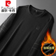皮尔卡丹（pierre cardin）品牌特大号圆领长袖t恤男加绒加厚卫衣加肥加大码肥佬秋冬打底衫 9855 黑色 XL