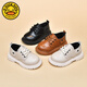 G.duck Little Yellow Duck Boys' Leather Shoes British Style 2024 Spring Soft Sole Children's Baby Shoes Korean Style Lace-Up Little Girls Leather Shoes Black 23