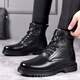 
Saimandie winter wool military hook cold-proof boots men's warm wool boots tactical combat boots high top pure wool hook cotton leather shoes 3519 black height-enhancing model 38