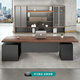 Austen black walnut solid wood boss desk with side cabinet president manager chairman office furniture log desk pine table 200*80*75*4.5