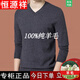Hengyuanxiang pure wool sweater pure wool sweater men's V-neck thin bottoming sweater autumn and winter middle-aged sweater sweetheart collar 21129V collar black XL 175