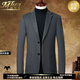 
MHEF wool suit men's autumn and winter business casual suit collar tweed jacket men's short cashmere coat trend XDYM99635 Navy blue M 170