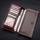 Sept wolves portefeuille long portefeuille en cuir authentique portefeuille droite pour hommes simples pure pure couche de vache de vache portefeuille en cuir souple marron en marron