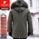 Pierre Cardin (Pierre Cardin) Park Overcoming Men's Winter Mink Coat Mabinet Fur Fur Fur intégré Haune Veste en cuir authentique Veste à capuche Green militaire L