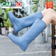 
CARTELO Japanese high-tube rain boots for women, fashionable outer wear-resistant non-slip waterproof wear-resistant rubber shoes for sea kitchen long tube soft bottom rain boots 689 women's rain boots blue 37