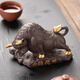 Dialect Tea Pet Decoration Purple Clay Ox Lucky Accessories Bullish Zen Tea Ceremony Coffee Table Boutique Tea Play Decoration Purple Clay Ox Turns the Universe Safety Equipment