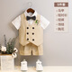 Bubble orange (BUBBLE ORANGE) children's dress summer short-sleeved boy suit suit vest handsome little boy's first birthday flower girl performance suit 5-piece set (shirt + horse short chest collar) size 130 (recommended weight 50-56 Jin [Jin equals 0.5 kg])