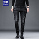 Romon Autumn Jeans negros de alta gama Pantalones delgados de las patas delgadas de los hombres que susurra versátil elástico de moda